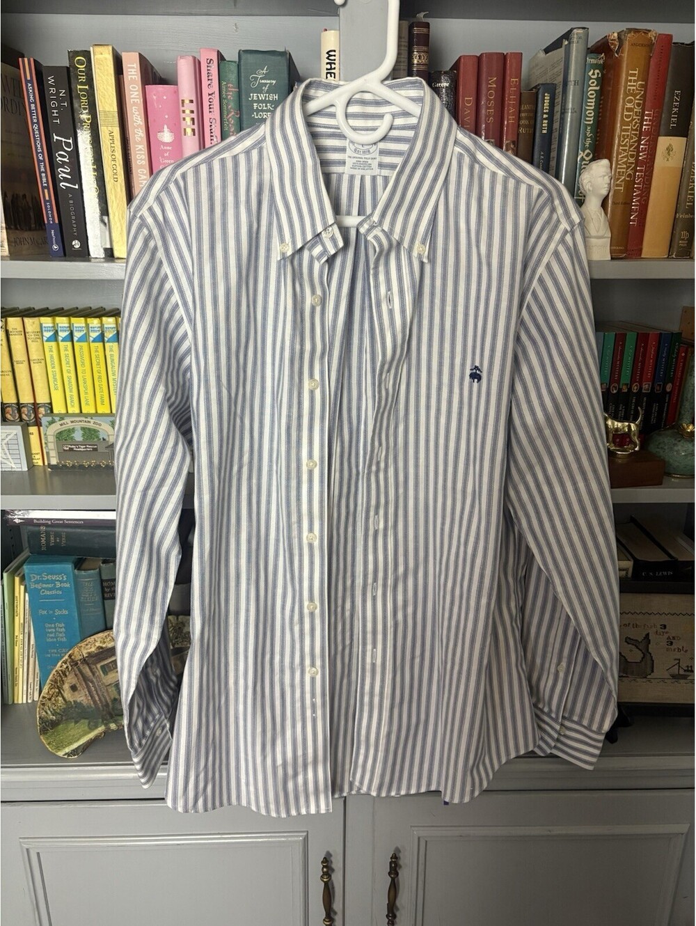 Brooks Brothers Blue & White Stripe Large 100% Supima Cotton